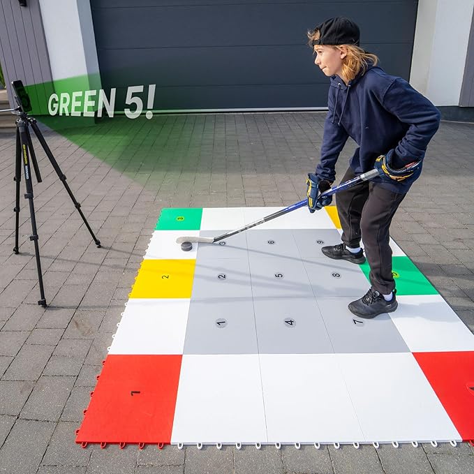Hockey Revolution 360 Zone Lit - Professional Training Flooring Tiles - Improve StickHandling and Moving, Speed on Ice, Exercise, Fitness - Indoor and Outdoor Practice Zone with Hockey Trainer App-StrideForce Fitness