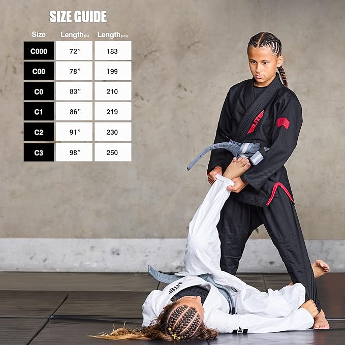 Elite Sports Kids Brazilian Jiu Jitsu Belts Preshurunk Martial Arts Youth BJJ Belts for Girls & Boys with BJJ Ranking Stripes-StrideForce Fitness