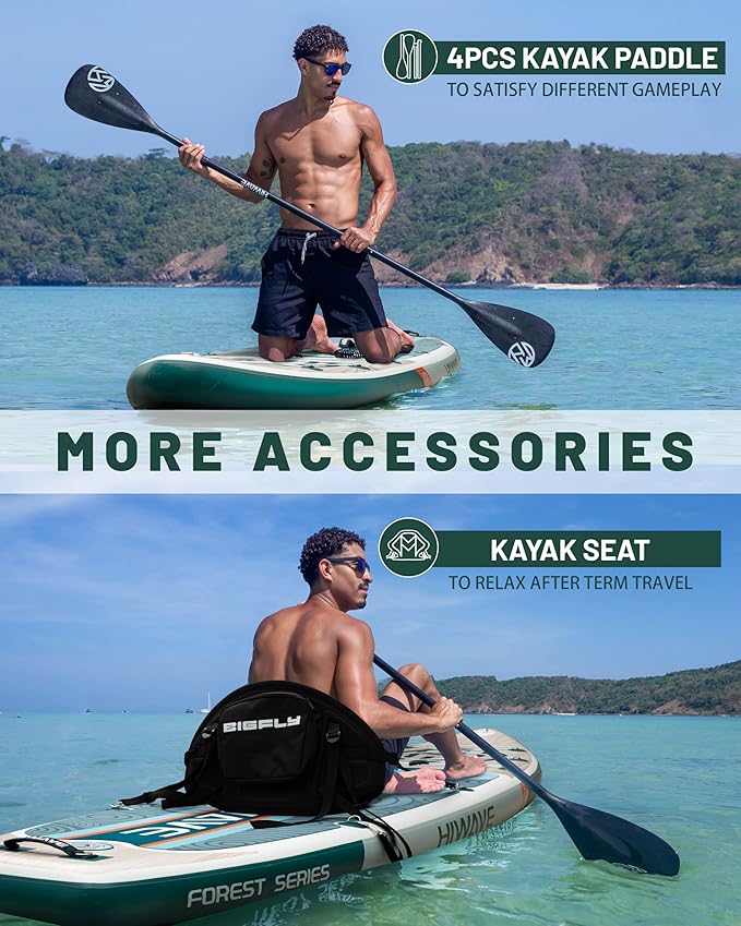 Inflatable Paddle Board 11 '* 34 "* 6" Extra Wide Sup Board, 420lb Capacity Paddle Board for Adults, Suitable for Sea and Lakes, 2+1Family Board-StrideForce Fitness