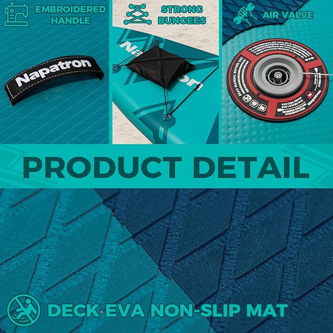 Napatron Family Inflatable Stand Up Paddle Board, Sup,Stable Wide Design,350LBS Capacity,Complete Paddle Board Package with Fast Action Pump,Leash,Ideal for Beginners/Youth & AllSkill Levels-StrideForce Fitness