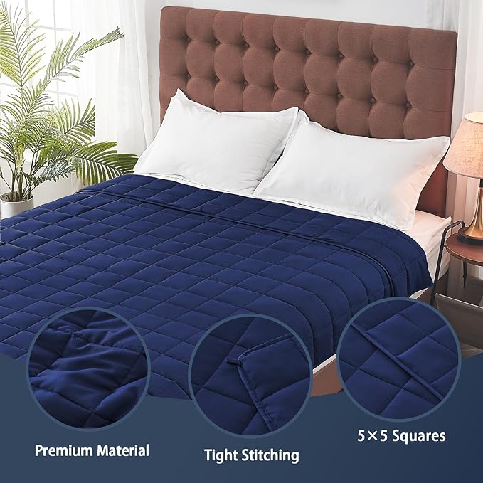 yescool King Size Weighted Blanket for Adults (20 lbs, 80” x 87”, Blue) Cooling Heavy Blanket for Sleeping Perfect for 190-210 lbs, Breathable Blanket for Adults & Couple All Season, Machine Washable-StrideForce Fitness