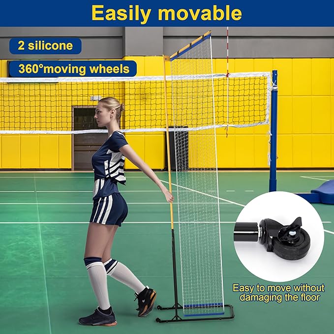 Volleyball Setter Trainer Net with Adjustable Heights & Angles,Setter Training Equipment for Setting,Serving,and Spiking,Movable Target Net for Indoor & Outdoor Practice-StrideForce Fitness
