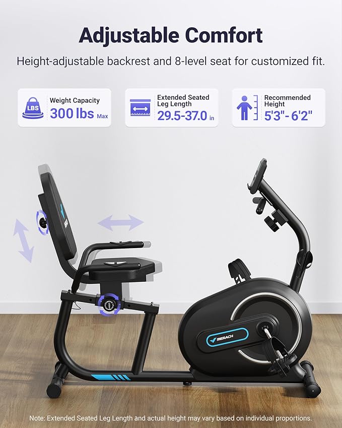 MERACH Recumbent Exercise Bike for Home with Smart Bluetooth and Exclusive App Connectivity, LCD, Heart Rate Handle, Magnetic Recumbent Bikes S08/S23-StrideForce Fitness