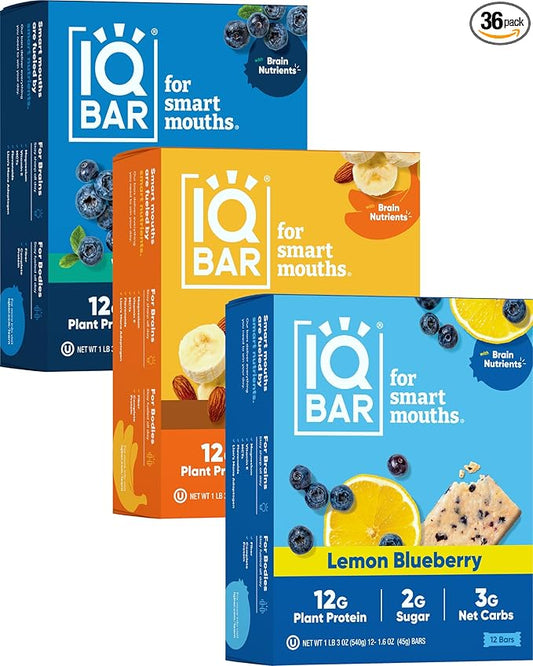 IQBAR Brain and Body Plant Protein Bars - Fruit Lovers Variety - 36-Count Low Carb - Gluten Free, High Fiber, Vegan Snacks - Low Sugar Meal Replacement-StrideForce Fitness