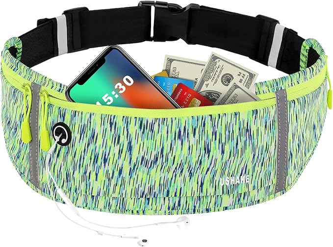 USHAKE Slim Running Belt, Workout Fanny Pack for Men Women,Exercise Waist Pack for Apple iPhone Holder, Runner Belt for Running Walking Cycling Camping Gym-StrideForce Fitness