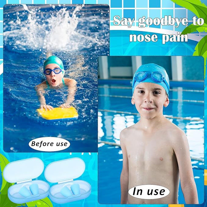 2 Pack Nose Plugs for Swimming for Adults and Kids (Age 7-12), Waterproof Soft Silicone Swimming Protectors Nose Block Nostril Plugs for Swimmers Surfers Water Sports-StrideForce Fitness