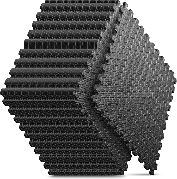 Home Gym Mat, Puzzle Exercise Mat, EVA Interlocking Foam Floor Tiles for Home Workout Equipment and Kids' Play Areas - Black, 24 in x 24 in x ½ in - 32 Tiles (Black, 32 Pack, 128 SQ FT)-StrideForce Fitness