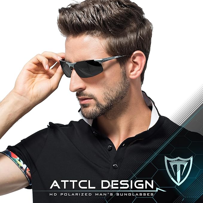 ATTCL Men's Sports Polarized Sunglasses Men for Driving running Fishing Golf - UV Protection Sun glasses Metal Frame-StrideForce Fitness