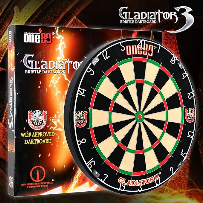 Gladiator Dartboard with Top-Grade African Sisal and Sword Edge Staple Free Wire Spider for Maximum Scoring Potential and Less Bounce Outs-StrideForce Fitness