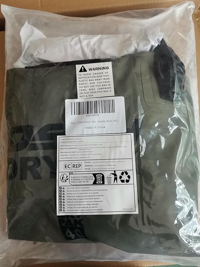 Waterproof Duffel& Luggage Bag - Motorcycle Dry Bag Tail Saddle Bags with Roll Top Closure,Large Storage Space,for Camping, Kayaking, Fishing & Traveling(Green, 40L)-StrideForce Fitness