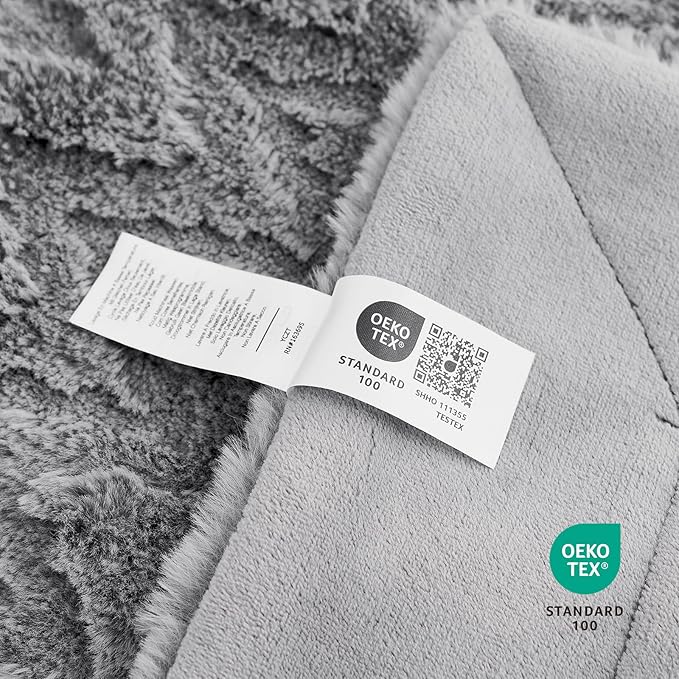 Cozy Bliss Faux Fur Throw Blanket for Couch - Soft Fuzzy Cozy Throw Gift Blankets for Women,Grey Boho Blanket for Sofa Bedroom Living Room.50 * 60 Inches-StrideForce Fitness