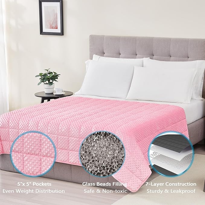 L'AGRATY Weighted Blanket for Adult - 48"x72" 20lbs Minky Dots Heavy Blanket with Glass Beads: Soft Breathable for All-Season Summer Fall Winter Thick Comfort for Sleeping-StrideForce Fitness