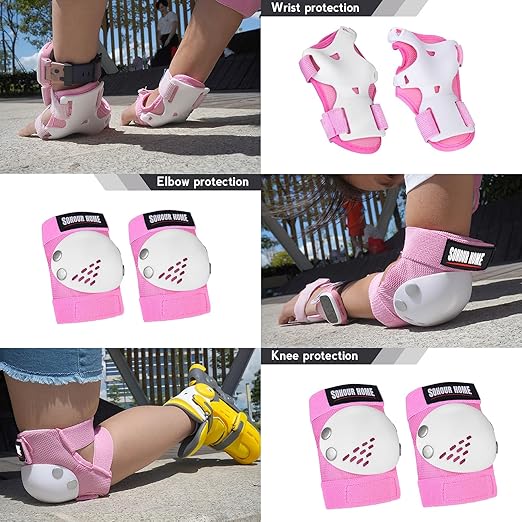 Youth/Kids Knee Pads Elbow Pads Wrist Guards Protective Gear Set for 3-15 Years Child Roller Skates, Skateboard, Cycling, Inline Skating, BMX Bike, Balance Bike, Scooter Riding and Other Outdoor Sports-StrideForce Fitness
