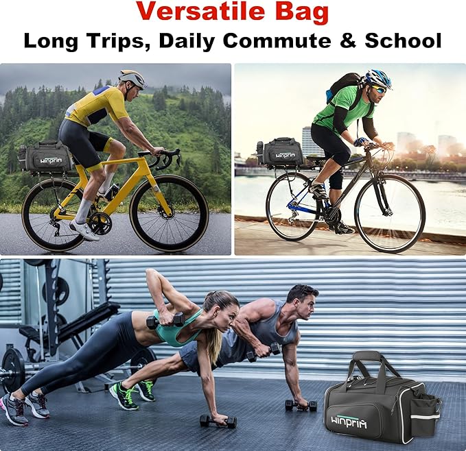 Bike Bags for Bicycle Rack Bag,18-20L Pannier Trunk Pannier with Rain Cover,Water Resistant Ebike Saddle Bag for Rear Rack handlebar Shoulder Bag for Commuter Travel Outdoor Cycling,1680D-StrideForce Fitness