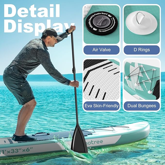 Inflatable Stand Up Paddle Board (6'' Thick) - Premium SUP Board with Durable SUP Accessories & Non-Slip Deck | Includes Paddle Pump & Backpack | for Adults/Youth-StrideForce Fitness