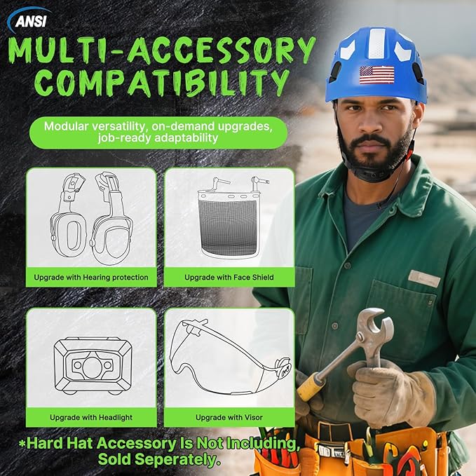 AOLAMEGS Construction Safety Hard Hat - ANSI Z89.1 Type Ι OSHA Approved Safety Helmets with Chin Straps Lightweight Reflective Vented ABS Hard Hats For Men Women Industrial Workwear 6-point Suspension-StrideForce Fitness