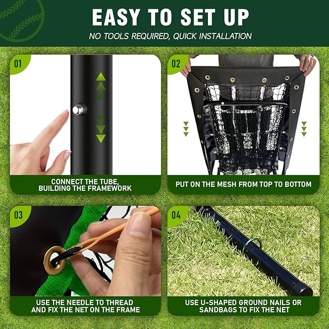 9 Hole Pitching Net, Heavy-Duty Baseball Net with Strike Zone for Pitching and Hitting, Height Adjustable Training Equipment with 9 Pocket Pitching Target for Baseball & Softball Practice-StrideForce Fitness