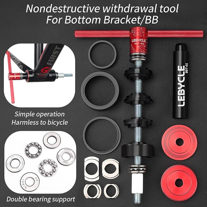 Bicycle Bearing Press Removal Tool，Bicycle Bearing Puller Install Tool, Bike Bottom Bracket Removal Tool Kit, Bicycle Bearing Press Kit BB73 BB86 BB30 BB91 BB92 PF30, MTB Road Bicycle Repair Tools-StrideForce Fitness