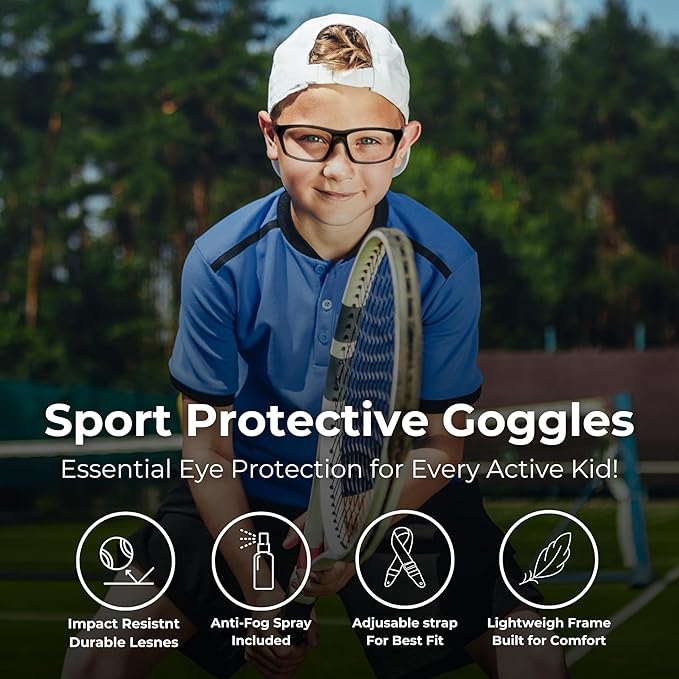 BLUE CUT Sports Protection Goggles, Anti-Fog Lenses Safety Glasses for Basketball, Pickleball and All Outdoor Sports-StrideForce Fitness