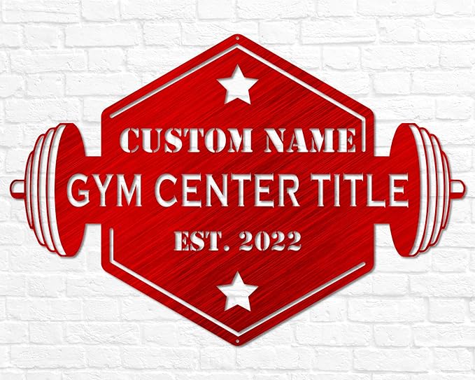 Personalized Gym Sign with Name | Hexagon Gym Garage Decor | Gym Decor for Home Gym | Established Signs for Workout Room | Gift for Athlete-StrideForce Fitness