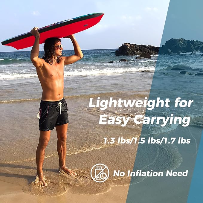 KOTEK 33/37/41 Inch Body Board with Wrist Leash, EPS Core, Dual Channel, HDPE Slick Bottom, Bodyboard for All Skill Levels & Wave Conditions-StrideForce Fitness