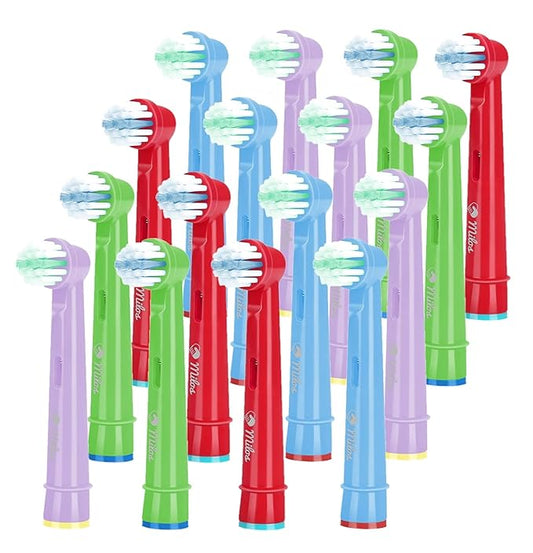 Replacement Toothbrush Heads Kids Compatible with Oral B - 16 Pack Milos Toothbrush Heads Extra Soft Bristles for Electric Braun Brush Heads Refill for Vitality Precision Sensitive and Clean Triumph