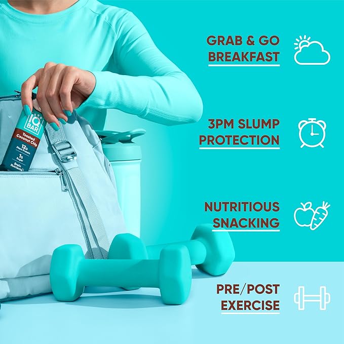 IQBAR Brain and Body Plant Protein Bars - Toasted Coconut Chip - 36-Count Low Carb - Gluten Free, High Fiber, Vegan Snacks - Low Sugar Meal Replacement-StrideForce Fitness