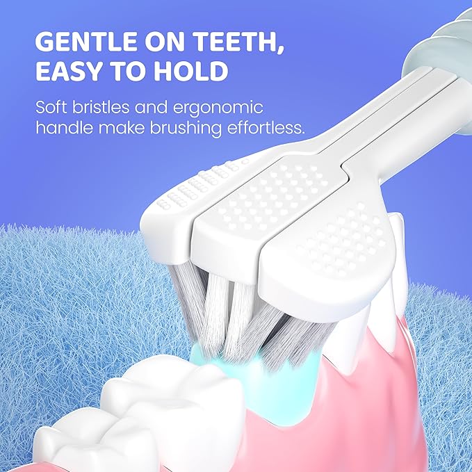 Well Before Kids U Shaped Electric Toothbrush with 5 Brush Heads, Ultrasonic, 5 Modes, IPX7 Waterproof Design (Shark, Grey Ages 2-7)