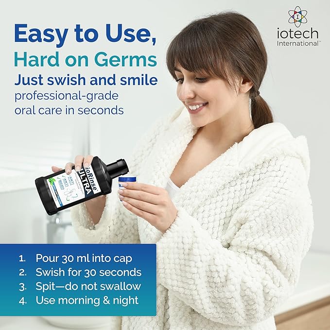 ioRinse Ultra Mouthwash is The Choice of 1,000s of Dentists as The Mouth Wash for Adults and Kids Oral Care and Hygiene. It's an Alcohol Free, Bad Breath Treatment and Gum mouthwash with Xylitol.