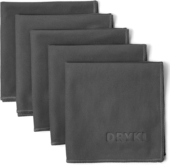 Pocket-Sized Sweat Towels - The Original Sweat Absorbing Handkerchiefs - Quick-Dry Microfiber Sweat Rags for Face, Hands, & Body - Men & Women - Gym, Sports, and Work (Dark Grey: 5 Pack)-StrideForce Fitness