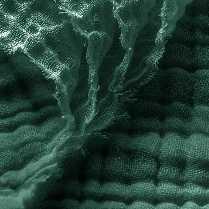 Carriediosa 100% Cotton Muslin Throw Blanket 50" X 70" Throw XL Size，4-Layers Summer Gauze Throws for Bed Couch，Soft Lightweight Breathable Linen Blankets Bedspread for Adults All Season，Dark Green-StrideForce Fitness