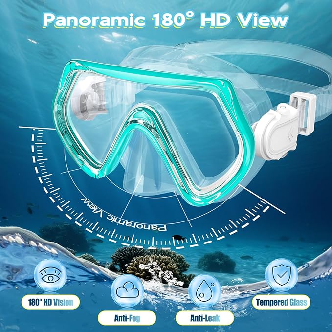 Snorkeling Gear for Kids, Kids Snorkel Set for Ages 3-14, Anti-Fog Diving Mask and Dry Top Snorkel Combo Set, Unisex Swimming Goggles-StrideForce Fitness