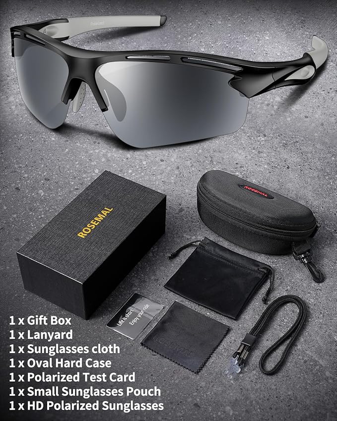 Polarized Sports Sunglasses for Men Women,UV400 Protection Sunglass for Running Cycling Fishing Hiking TR90-StrideForce Fitness