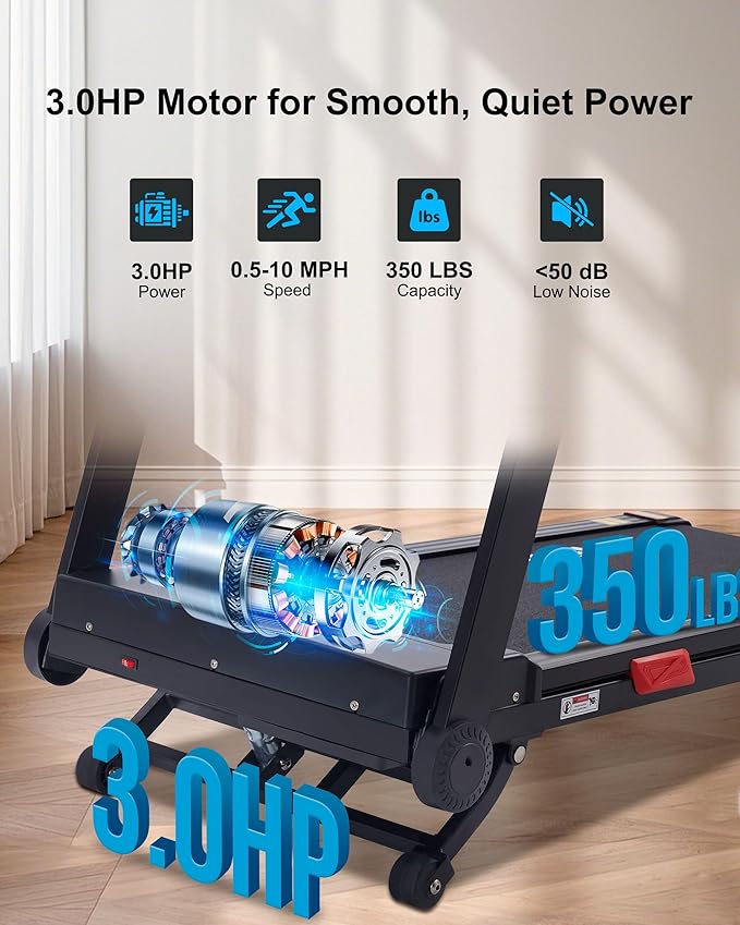 Auto Incline Treadmill, 20% Incline, 3.0HP, 10 MPH Running Machine, 18.5" Wide Belt, 350 lbs Capacity, Treadmill for Home with Bluetooth App-StrideForce Fitness