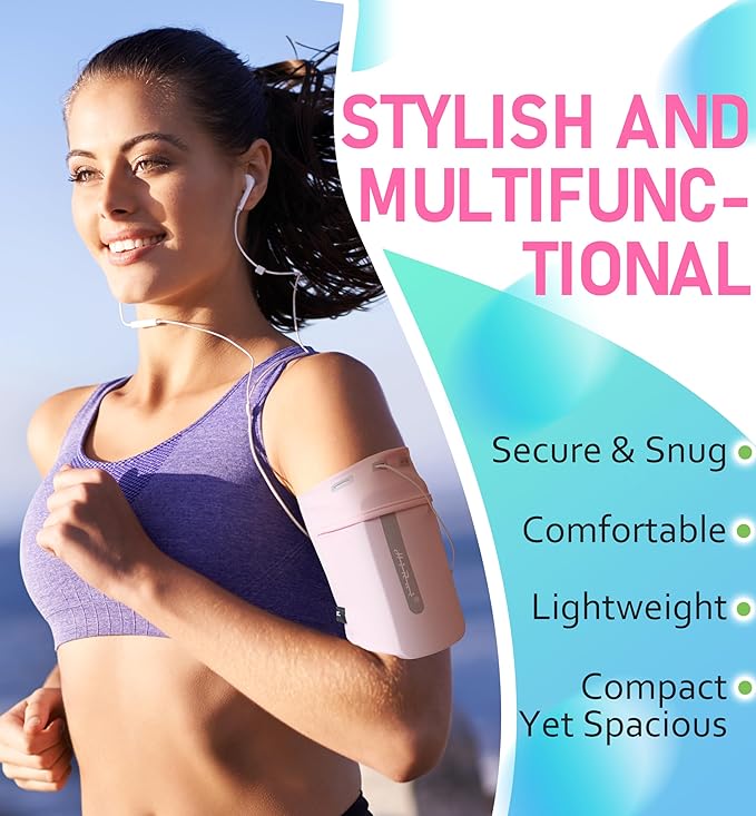 HiRui Running Armband Sleeve Universal Sports Armband Cell Phone Holder Armband for Exercise Workout, Compatible with iPhone 16/15/14/13/Plus/Pro Samsung Galaxy All Phones (L, Pink)-StrideForce Fitness