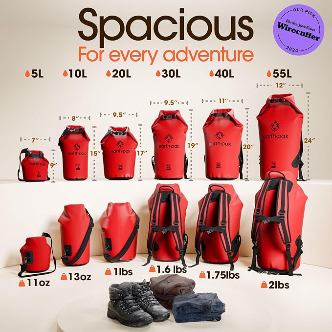 Earth Pak Waterproof Dry Bag - Roll Top Waterproof Backpack Sack Keeps Gear Dry for Kayak with Waterproof Phone Case-StrideForce Fitness