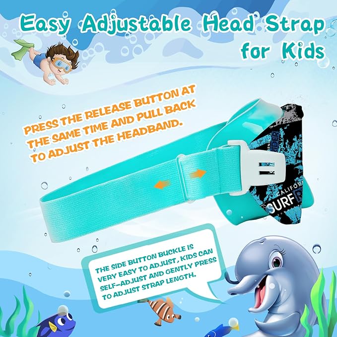Kids Swim Goggles with Nose Cover, 180° Panoramic Snorkel Mask with Anti-Fog & Anti-Leak Design, Comfort Fabric Strap UV Protection Lens for Boys Girls Ages 3-15-StrideForce Fitness