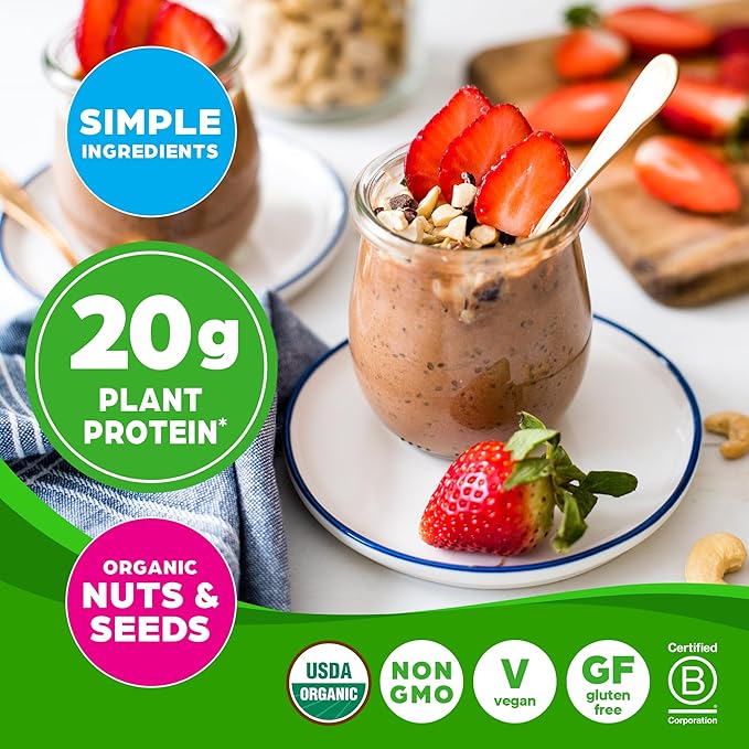 Orgain Organic Simple Vegan Protein Powder, Chocolate - 20g Plant Based Protein, Made with less Ingredients, No Artificial Sweeteners, Gluten Free, No Dairy or Lactose, 1.25 lb (Packaging May Vary)-StrideForce Fitness