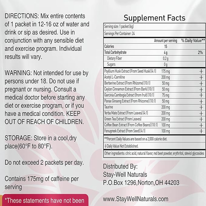 GLP-1 Supplement | Natural GLP-1 Production | GLP 1 Booster Drink Mix to Control Appetite and Cravings | Great Tasting Metabolic Support - Yerba Mate, Garcinia Cambogia, Berberine [Raspberry Lemonade]-StrideForce Fitness