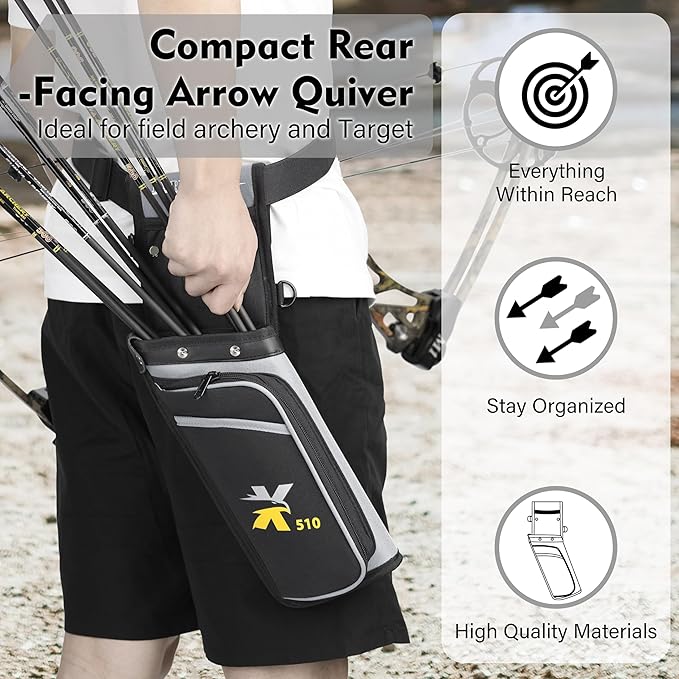 SUNYA X510 Field & Competition Hip Arrow Quiver | 3-Slot Noise-Free Archery Quiver with Sturdy Storage System (42x18cm)-StrideForce Fitness