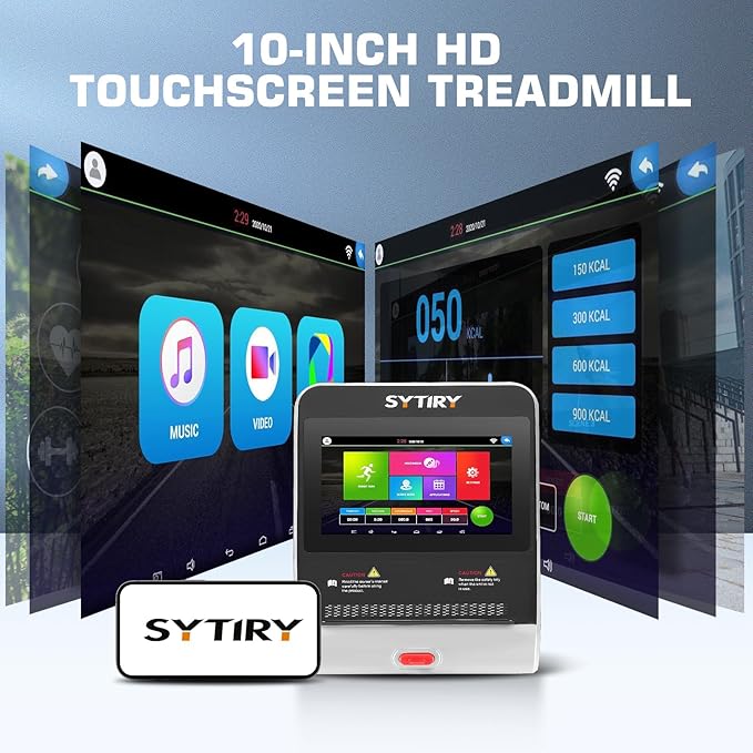 SYTIRY Incline Treadmills for Home with TV Screen and WiFi, 3.25HP Smart Walking Pad Treadmill with Incline, Heavy Duty Foldable Electric Running Machine with 10” Touchscreen, 3D Virtual Sports Scenes-StrideForce Fitness
