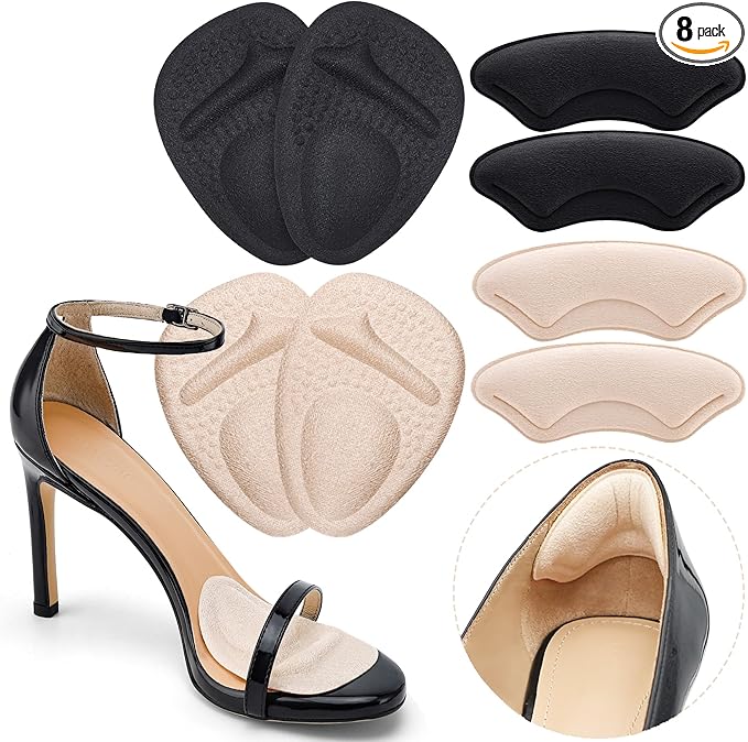 Ball of Foot Cushions,Metatarsal Pads for Women,Heel Cushion Pads, Heel Grips Liners for Heel Pain Relief, Blisters,Friction, Non-Slip Shoe Inserts for Loose Shoes,Shoe Fillers Make Shoes Fit Tighter-StrideForce Fitness