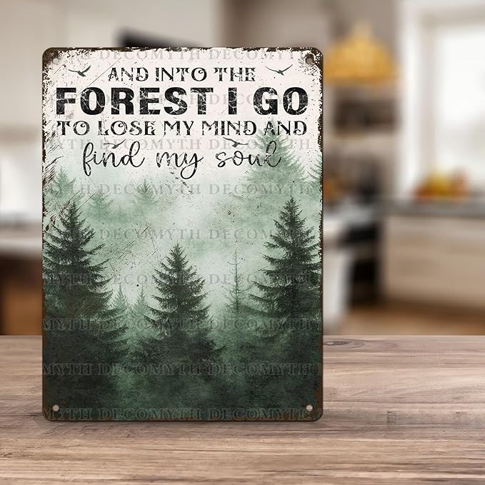 Vintage Sign And Into The Forest I Go to Lose My Mind and Find My Soul Hiking Girl Retro Metal Tin Sign for Home Coffee Wall Decor 12 * 16inch-StrideForce Fitness
