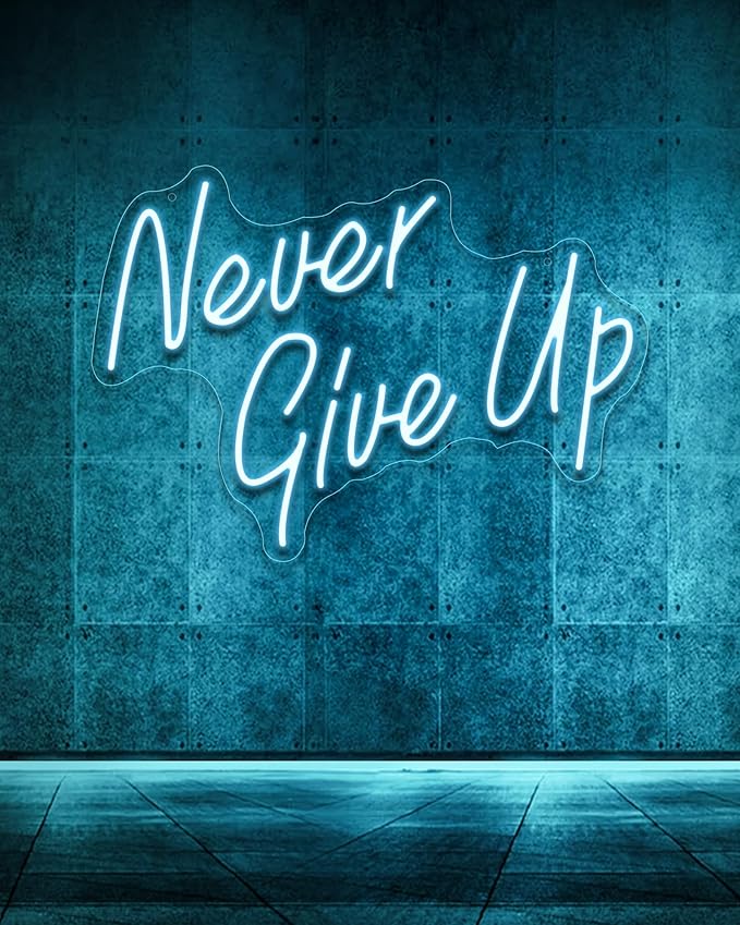 YIKBIK NEVER GIVE UPLED Neon Sign for Wall Decor,Neon Lights Party Decorations, USB Powered Switch Neon Lights lighting adjustable for Office Room, Gym Room, Man Cave, Gamer Room-StrideForce Fitness