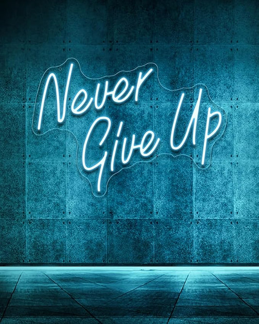 YIKBIK NEVER GIVE UPLED Neon Sign for Wall Decor,Neon Lights Party Decorations, USB Powered Switch Neon Lights lighting adjustable for Office Room, Gym Room, Man Cave, Gamer Room-StrideForce Fitness