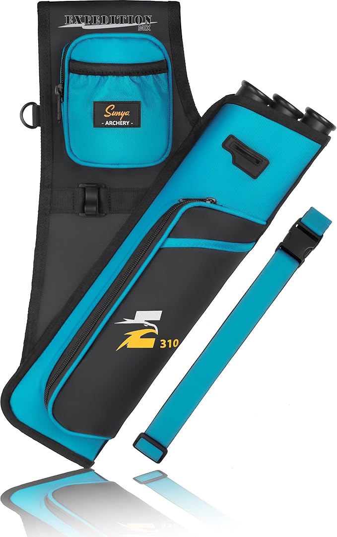 SUNYA Archery Hip Quiver for Arrows. Includes 3 Tubes Arrow Holder, Accessories Pockets and Waist Belt. Fit for Compound and Recurve Bow Practice.-StrideForce Fitness