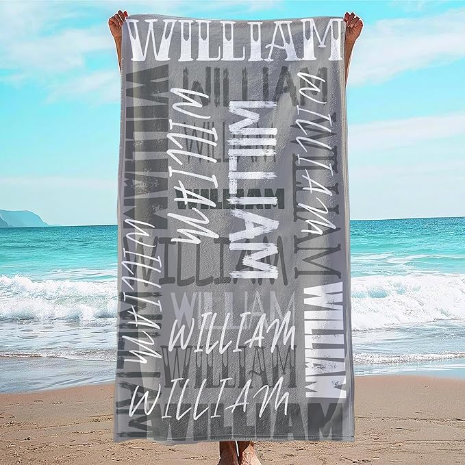 JML Personalized Beach Towel with Name, Custom Beach Towel with Name, Customized Microfiber Pool Towel, Quick Dry & Absorbent Swim Towel for Adult,Anniversary, Birthday, Summer Holiday,Vacation-StrideForce Fitness