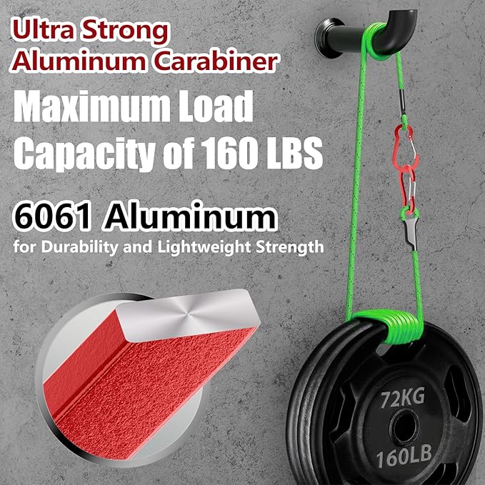 sprookber 3.2 Inch Aluminum Carabiner Clips D Ring, Caribeaner Spring Snap Hook with Keychain for Camping, Hiking, Gym & Outdoor Gear, Set of 10-StrideForce Fitness