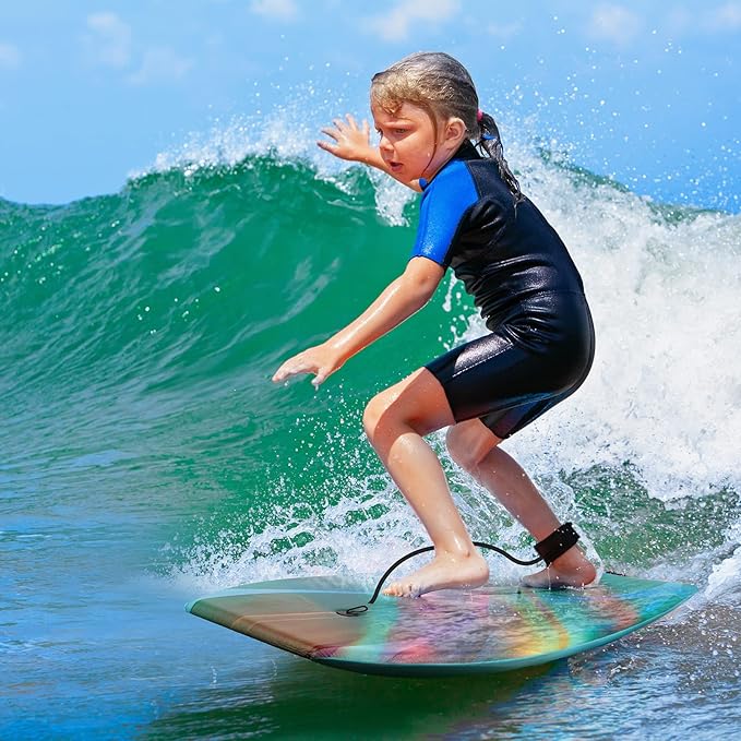 Body Board Lightweight with EPS Core, HDPE Slick Bottom, Leash & Adjustable Wrist Rope, Great Surfing for Kids and Adults-StrideForce Fitness