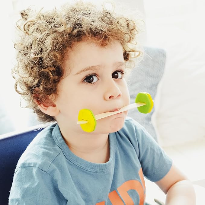 TalkTools Lip Gym with 100 Tongue Depressors - Fun Lip Fitness Program - Teaches/m, b, p/, Assists with/r/Production - Quick Reference Chart - Fits Standard ⅝” Tongue Depressors - No Harmful Toxins